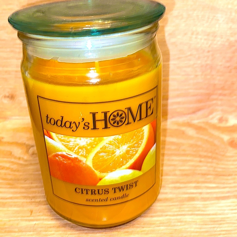 today’s Home Citrus Twist Scented Candle 16oz Size Jar Single Wick.